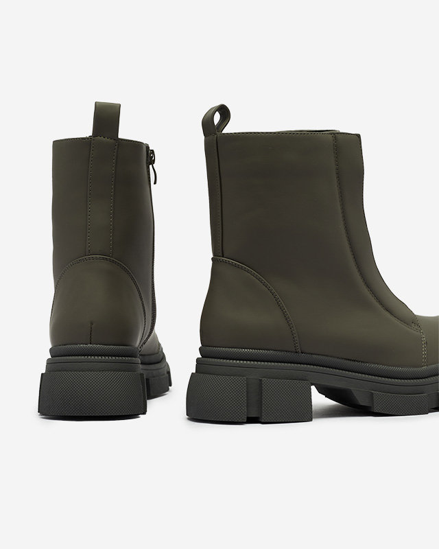 Dámské zateplené tmavě zelené vysoké boty Slovys- Obuv