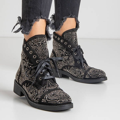 Černé dámské boty se zirkony Elwira - Obuv