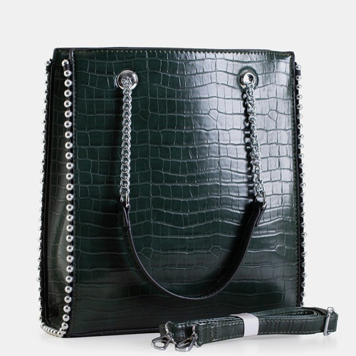 Зелена жіноча сумка під шкіру рептилії