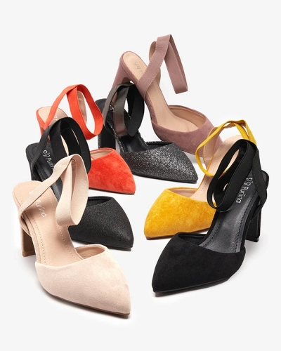 Dámské sandály na sloupku v grafitové barvě se třpytkami Brossi - Obuv