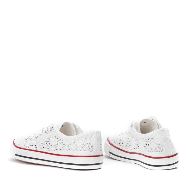 Białe trampki z koronkowym wykończeniem Envine - Obuwie