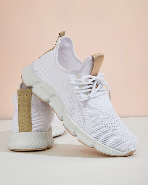 Білі жіночі кросівки з бежевими вставками Baym