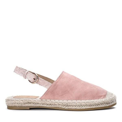 Růžové ekologické semišové espadrilky s otevřenou patou Daisy - Obuv