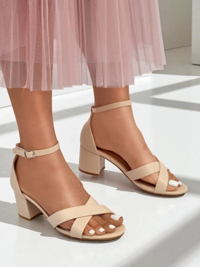 Royalfashion Dámské sandály s nízkým blokovým podpatkem Eleganza Strap