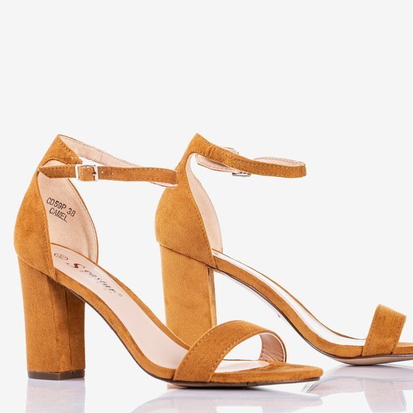 OUTLET Hnědé dámské sandály na sloupku Sweet Honey - Obuv