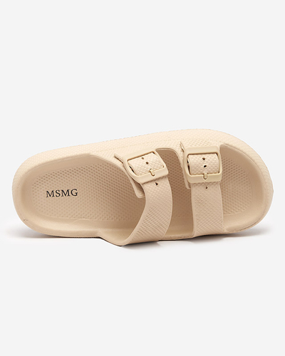 Бежеві жіночі тапочки з пряжками Eckos - Взуття