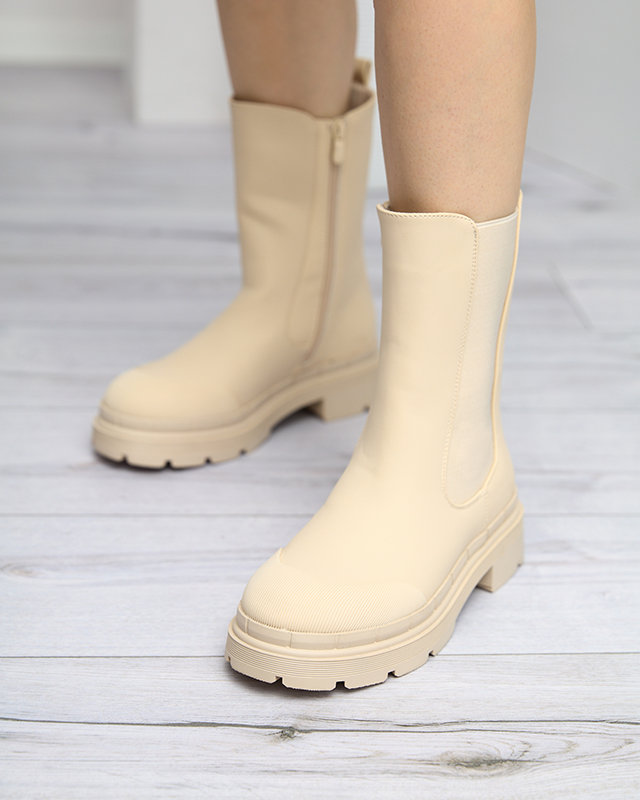 Béžové matné dámské vysoké boty Namrid- Obuv