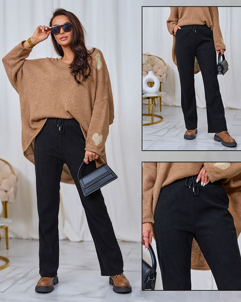 Royalfashion Dámské kalhoty z manšestrové látky v černé barvě