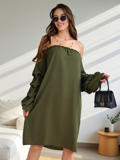 Royalfashion Гладка жіноча сукня, натхнена іспанським стилем з воланами