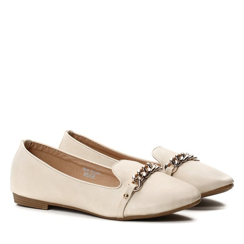 Beżowe mokasyny z łańcuszkiem Adrienne- Obuwie