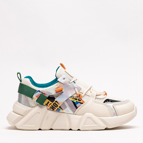 OUTLET Бежеве жіноче спортивне взуття з кольоровими вставками Deroni - Взуття