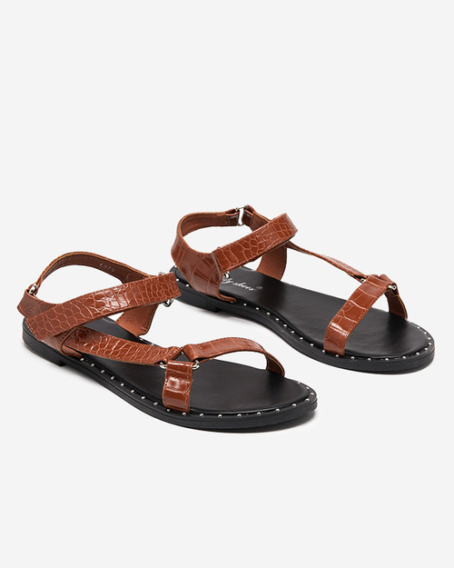 Коричневі лаковані жіночі босоніжки від Sasjo - Взуття