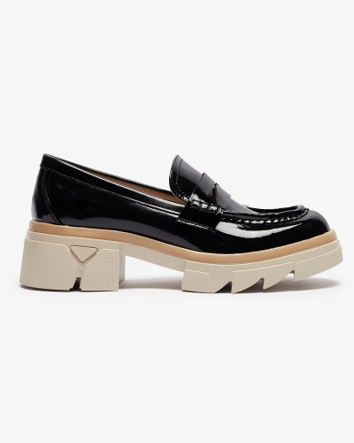 Чорні жіночі мокасини з лакованої шкіри Sepop- Footwear