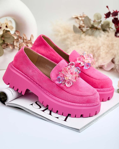 Royalfashion Fuchsiové dámské mokasíny s barevnými korálky Hetika