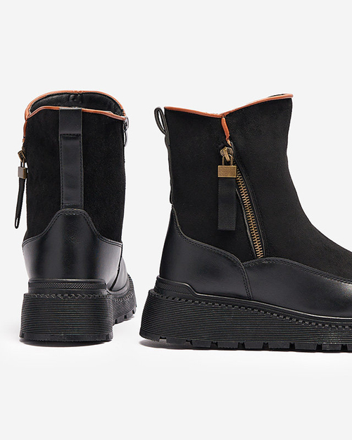 Чорні жіночі черевики на плоскому каблуці Mefina- Взуття