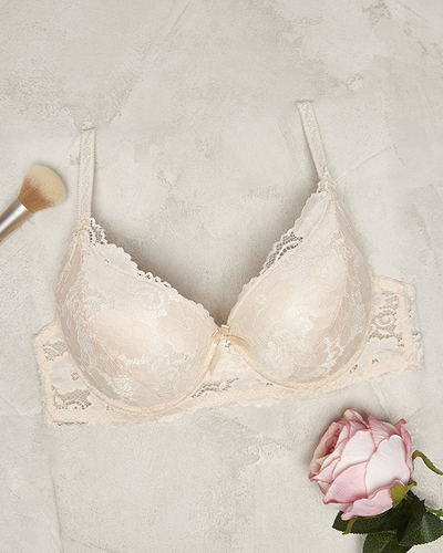 Béžová dámská krajková podprsenka- Spodní prádlo