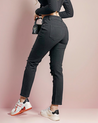 Royalfashion Dámské rovné džíny s odřením