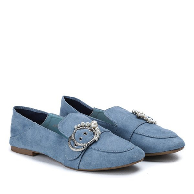 Niebieskie mokasyny z ozdobną sprzączką Princessena - Obuwie