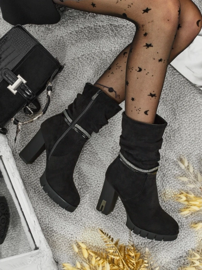 Dámské kotníkové boty eko semišové na sloupku BrambleDusk