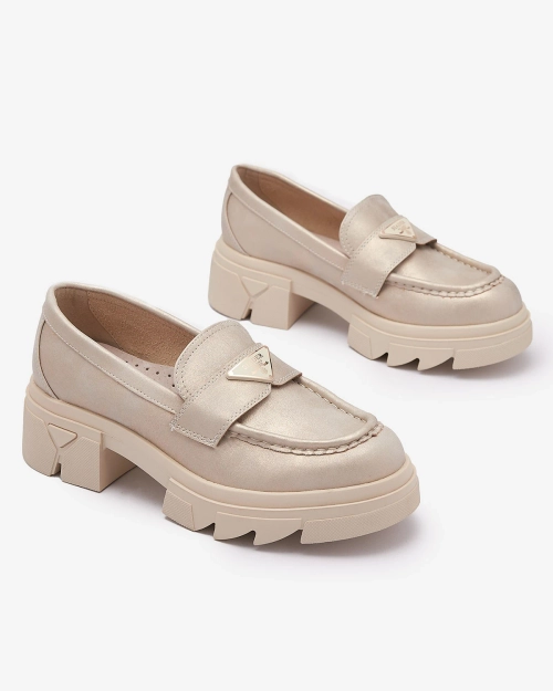 Жіночі золоті мокасини з декором Sarix - Взуття