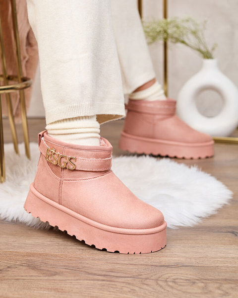 Royalfashion Světle hnědé dámské boty a'la snow boots s ornamentem Parisela