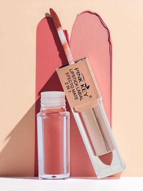 Матова помада у стіку та рідкій формі 2-в-1 Полуничний мус