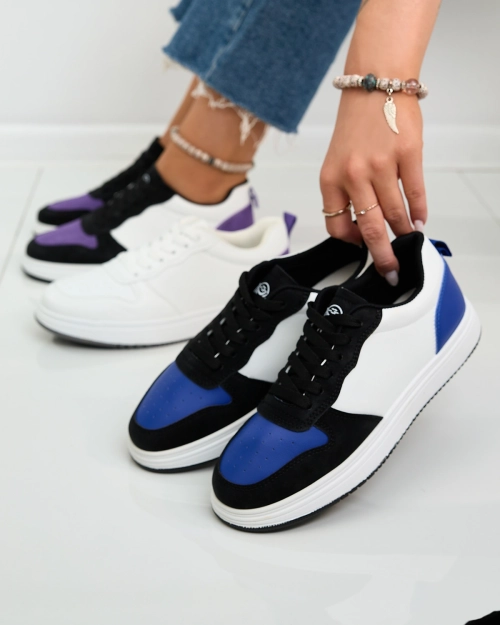 Royalfashion Чорно-білі спортивні кросівки з кобальтовими вставками Colorburst Classics