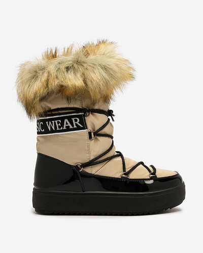 Royalfashion Béžovo-černé nazouvací boty a'la snow boots for women Gomllo
