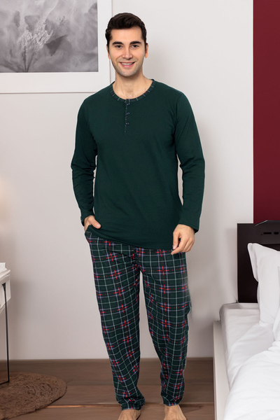 Royalfashion Pánské bavlněné pyžamo v károvaném vzoru