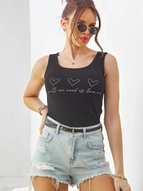 Royalfashion жіночий бавовняний топ-майка з сердечками