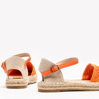 Oranžové sandály espadrilles s svrškem prolamované Asie - Obuv