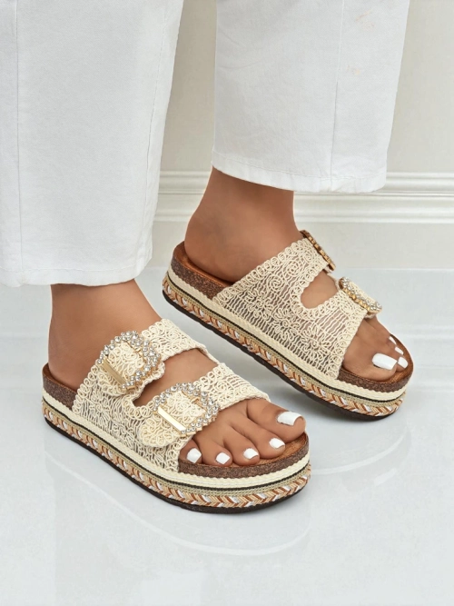 Royalfashion Жіночі мюлі з пряжками зі стразами GlamCork