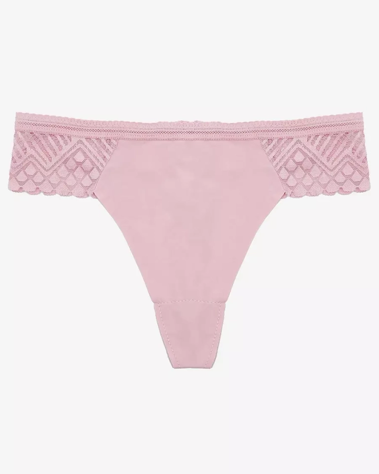 Růžové dámské kalhotky tanga s krajkou - Spodní prádlo