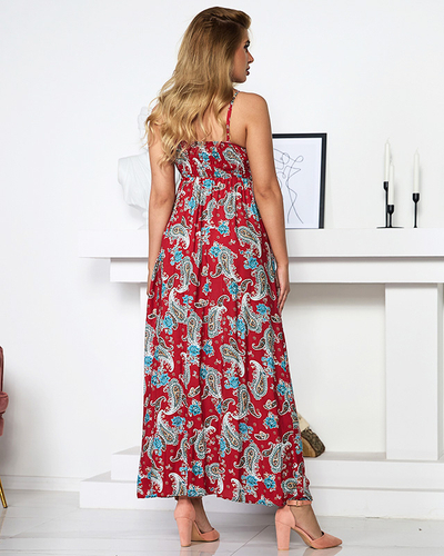 Vzdušné červené dámské maxi šaty - Oblečení