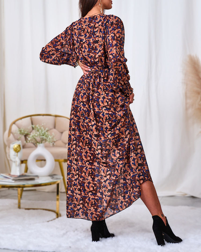 Жіноча максі-сукня Royalfashion Camel з візерунком