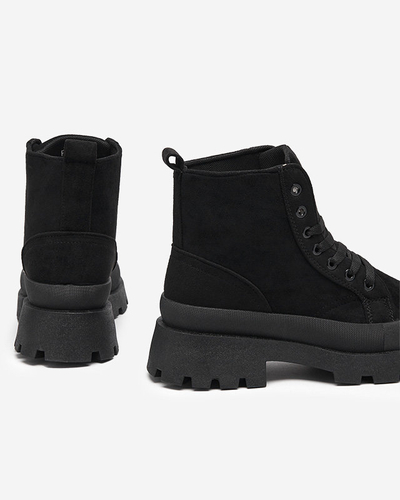 Dámské černé kozačky s eko semišem Lolut- Footwear