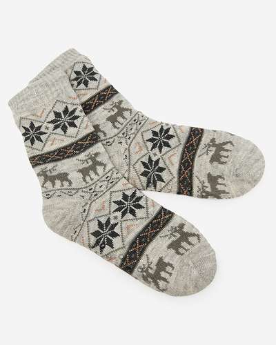 Шкарпетки чоловічі утеплені Royalfashion Різдвяні сірі