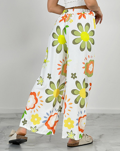 Royalfashion Dámské široké kalhoty z květinové látky