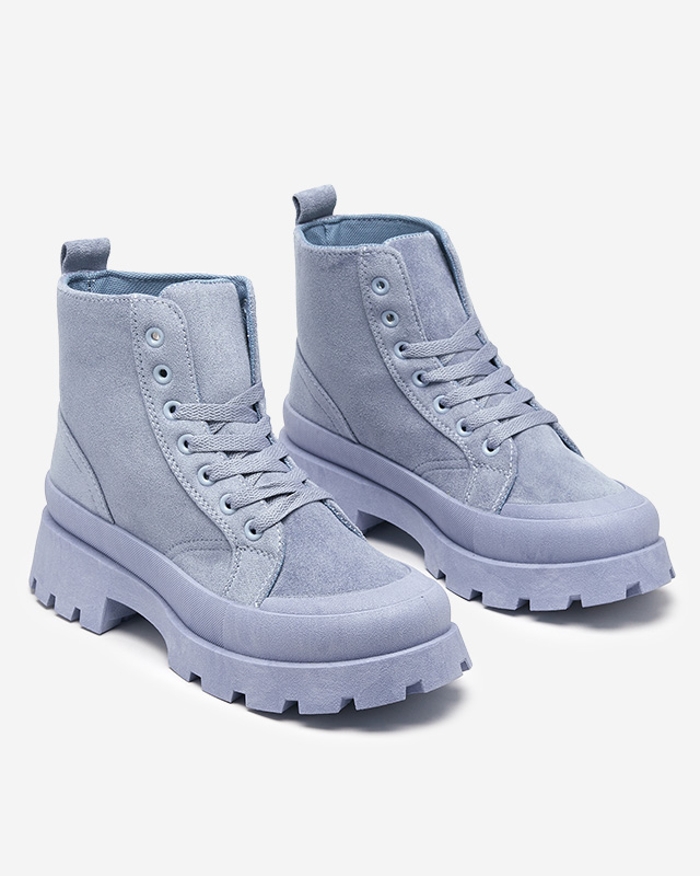 Modré dámské kozačky s eko semišem Lolut- Footwear