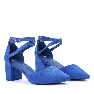 Modré pumpy na nízkém sloupku Blue Rose - Footwear 1