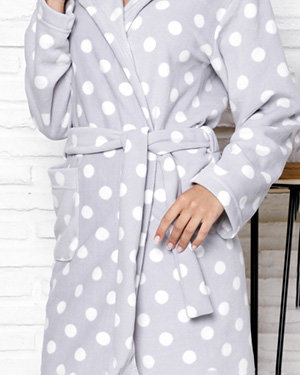 Jemný šedý dámský župan s puntíky - Oblečení