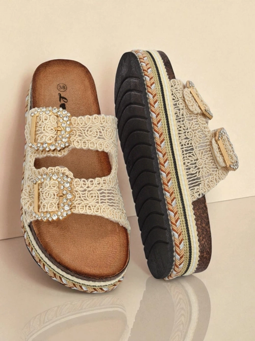 Royalfashion Жіночі мюлі з пряжками зі стразами GlamCork