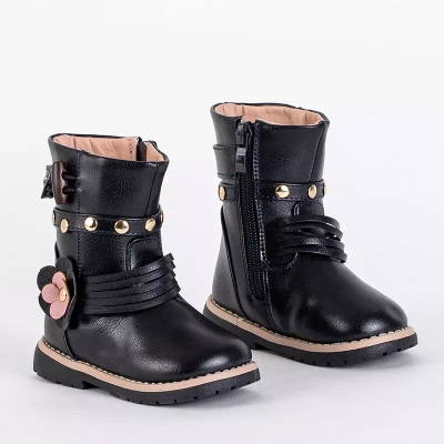 OUTLET Dětské tmavě modré kozačky s eko kůží Kisso- Footwear