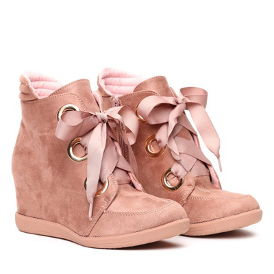 Różowe sneakersy wiązane wstążką Andi- Obuwie