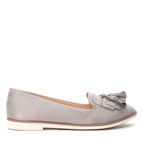 Szare mokasyny z frędzelkami Ellie- Obuwie