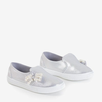 Stříbrné dětské tenisky s mašlí Malasita - Boty