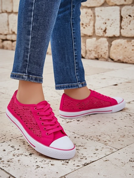 Dámské tenisky Callista Fuchsiová - lehká tkanina, plochá podrážka 2,5 cm