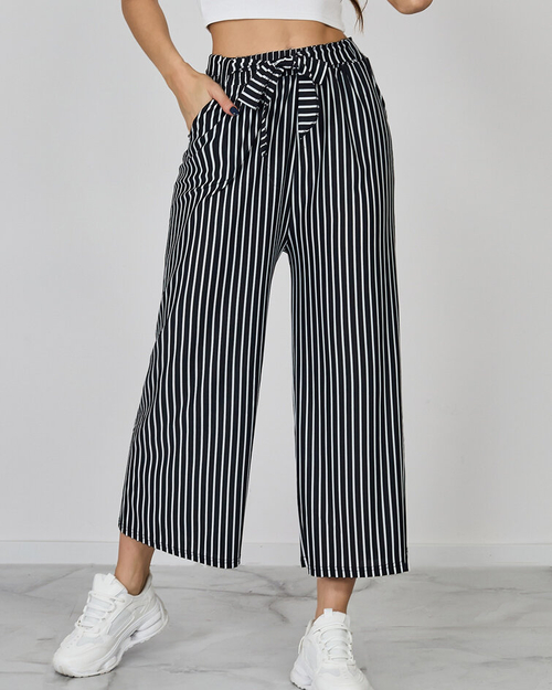 Royalfashion Жіночі широкі брюки в смужку 7/8