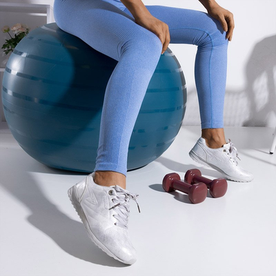 Světle šedé dámské brokátové sportovní boty se stuhou Simoli - Obuv