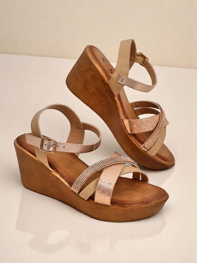 Royalfashion Dámské wedges sandály s kamínky a třpytkami Glittera